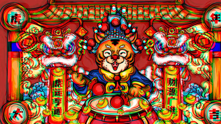 虎年新年春节图文祝福抖音快闪PR模板