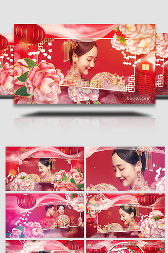 牡丹灯笼喜庆中国风中式婚庆婚礼AE模板图片