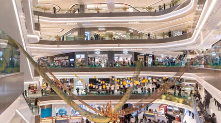 震撼城市大型购物商场密集人流4k延时