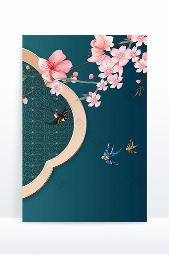 桃花燕子节气宣传春天背景图片