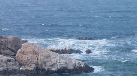 海岸礁石海面浪花波浪大海海洋自然海洋实拍