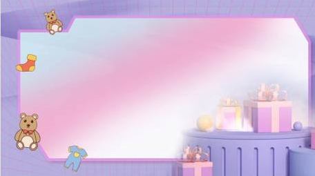 卡通立体梦幻紫色礼品玩具背景视频