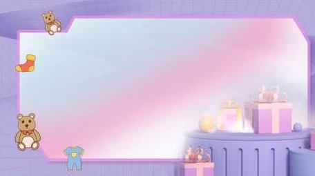 卡通立体梦幻紫色礼品玩具背景视频