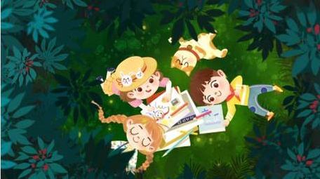 卡通创意梦幻浪漫绿色草地萤火虫背景视频