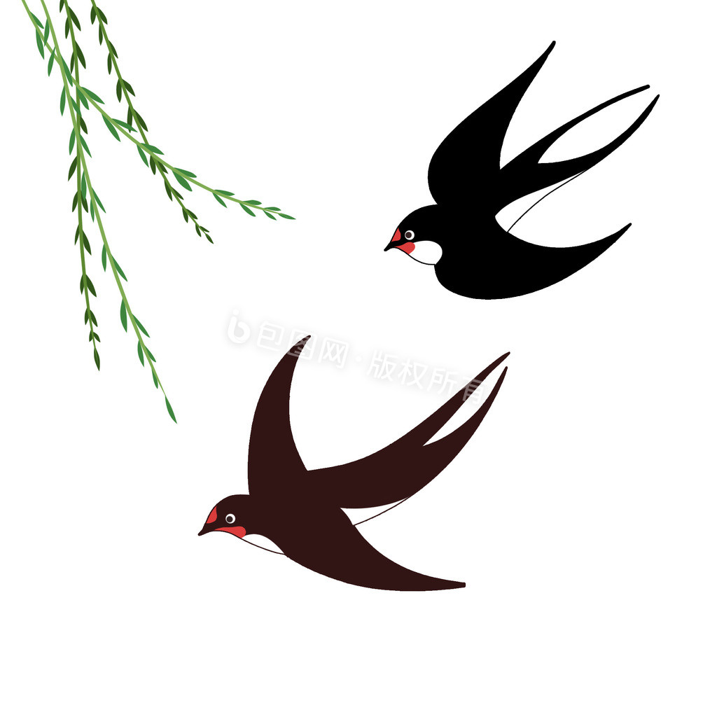 春天燕子柳树柳枝动图gif