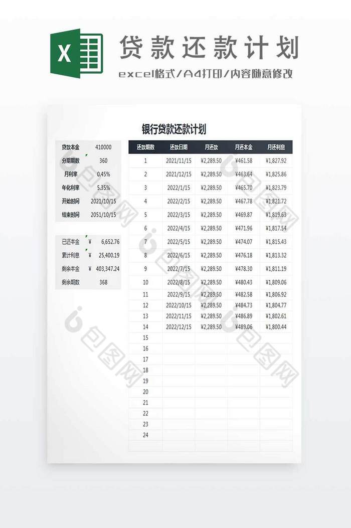 银行贷款还款计划图片图片