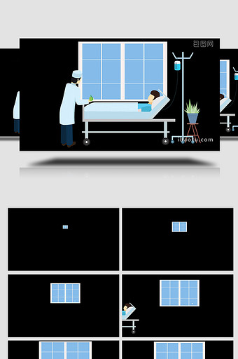 易用卡通类mg动画组合素材医疗类护士病人图片