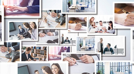 照片墙汇聚<strong>企业</strong>logo演绎片尾