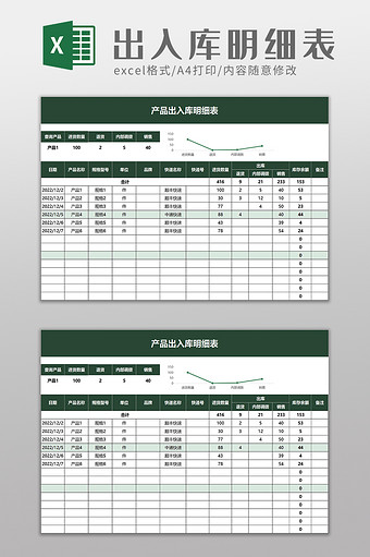 出入库明细表excel模板图片