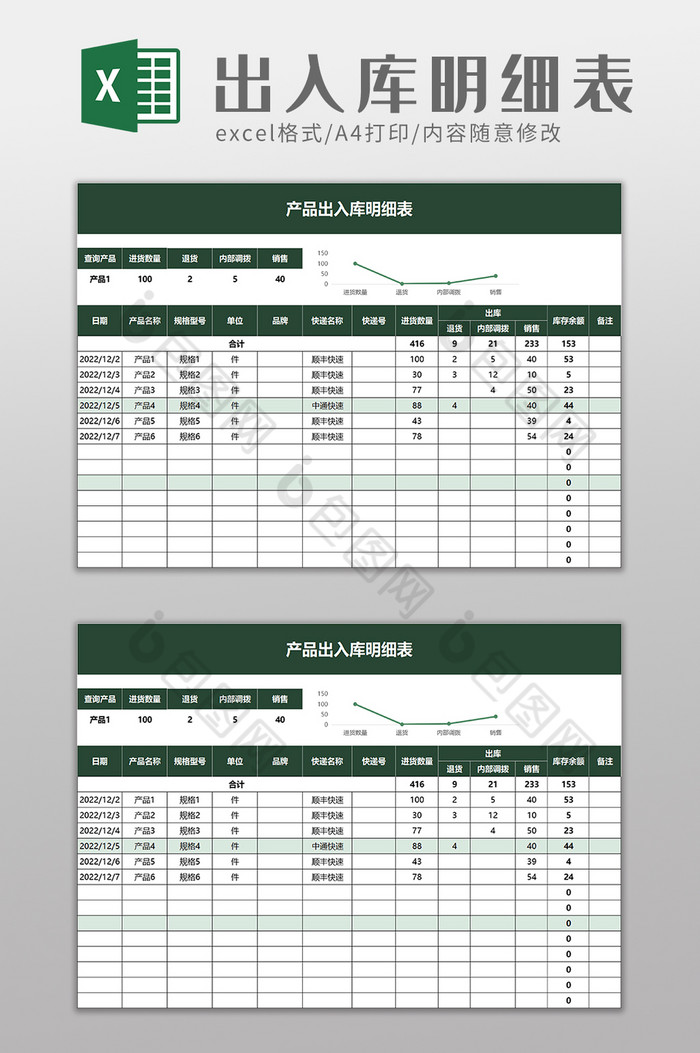 出入库明细表excel模板图片图片