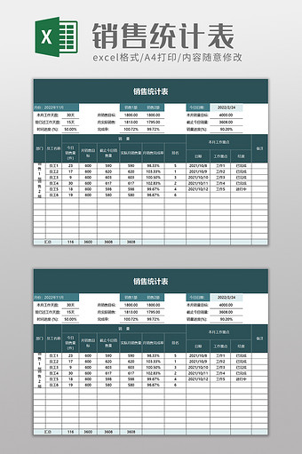 销售统计表excel模板图片