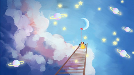 卡通唯美浪漫夜空星星背景视频