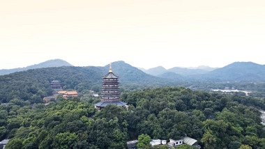 城市<strong>地标</strong>风景<strong>杭州</strong>西湖雷峰塔4K航拍