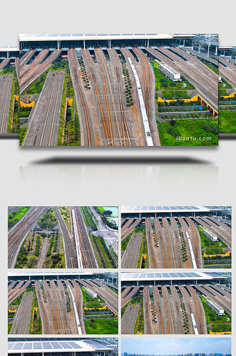 交通工具高铁轨道交通工具列车进出站航拍图片