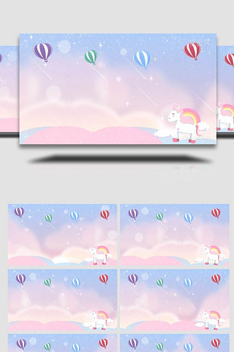 梦幻卡通木马氢气球背景视频AE模板图片