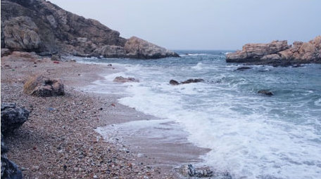 沙滩海岸礁石海浪波浪大海海洋自然海洋实拍