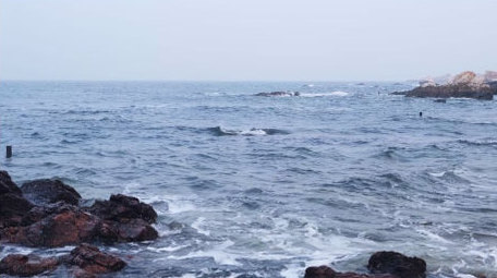 海水礁石海边浪花波浪大海海洋自然海洋实拍