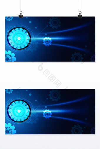 蓝色科技齿轮背景图片