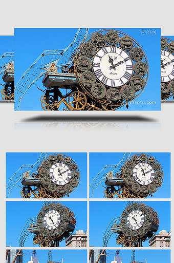 城市地标建筑天津世纪钟广场钟表时间4K图片
