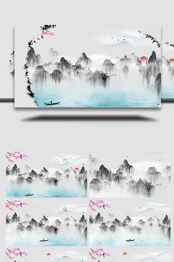 简约中国风水墨动态背景视频AE模板图片