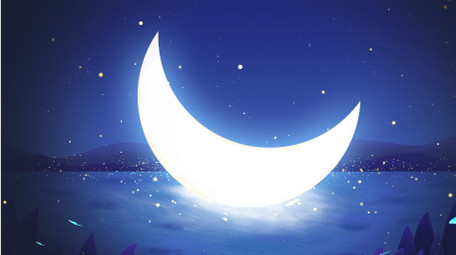 夜晚卡通梦幻月亮视频背景