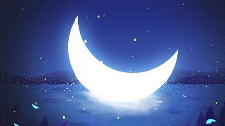 夜晚卡通梦幻月亮视频背景