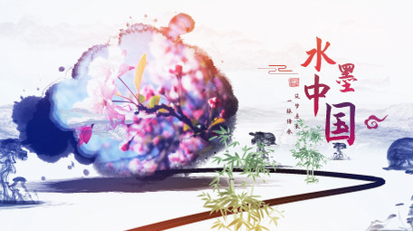 大气卷轴中国风水墨图文展示AE模板