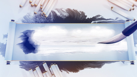 大气卷轴中国风水墨图文展示AE模板