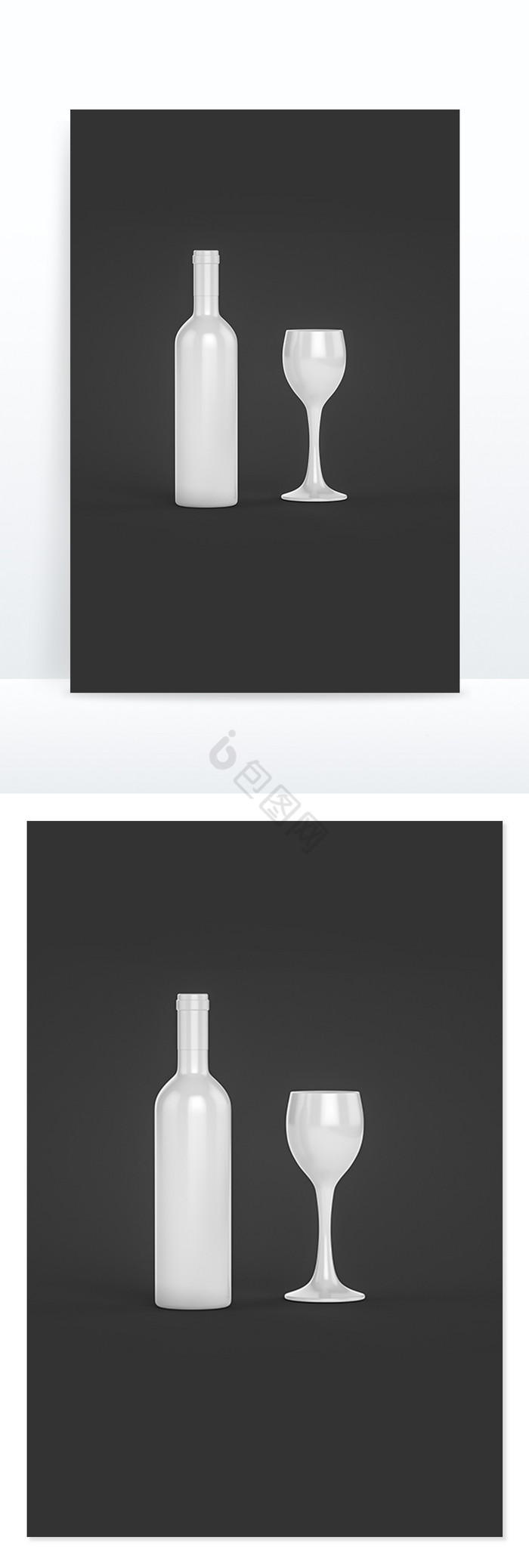 C4D红酒瓶模型样机白膜