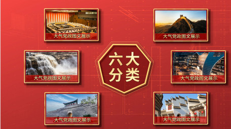 红色分类图片展示ae模板