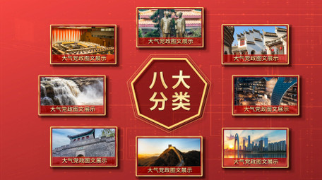 红色分类图片展示ae模板