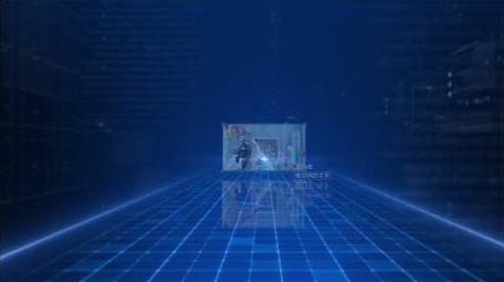 大气蓝色科技企业图文介绍PR模板