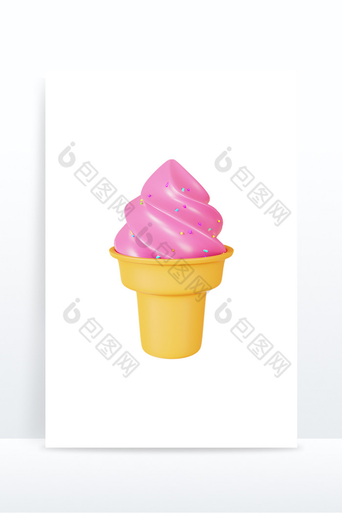 C4D美食粉红色冰激凌3D立体食物小元素图片图片