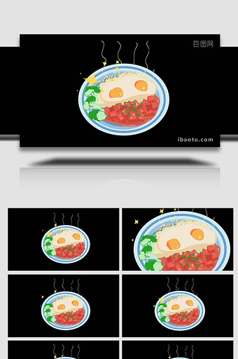 卡通写实食物美食牛腩饭MG动画图片