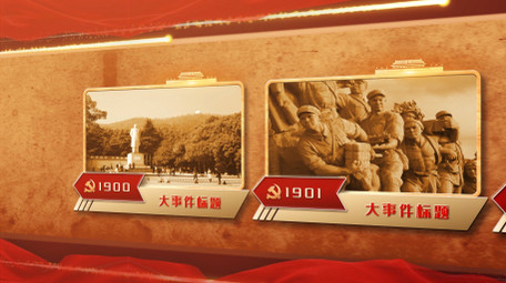 大气红色党政发展历史图文展示AE模板