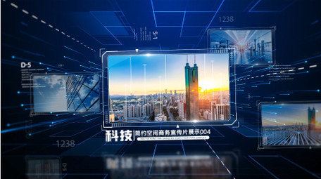 蓝色商务科技企业宣传片图文开场AE模板