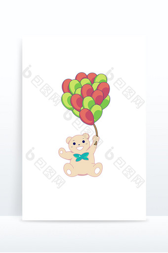 可爱的气球小熊儿童节元素图片