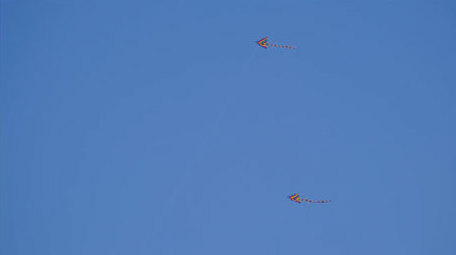 天空中风筝飞翔放风筝春天出游特写实拍素材