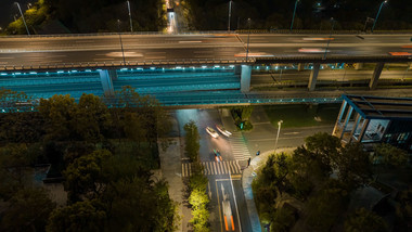 城市夜景杭州地标复兴立交4K航拍延时