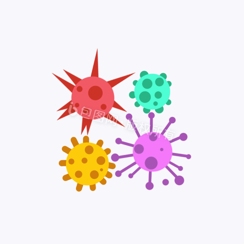 彩色扁平卡通病毒形象组合动图GIF图片