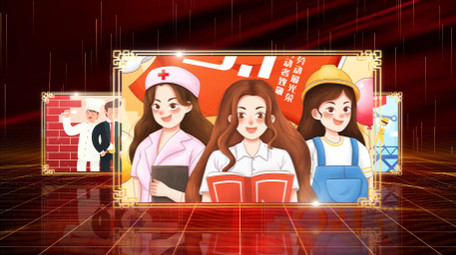 致敬劳动者照片墙五一开场片头AE模板