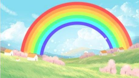 春天清新可爱卡通穿越草原彩虹循环背景视频