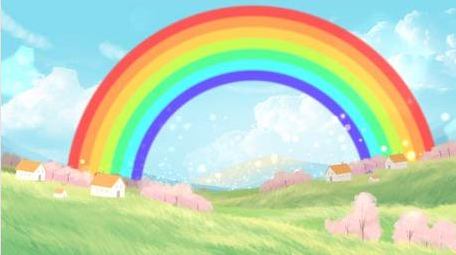 春天清新可爱卡通穿越草原彩虹循环背景视频