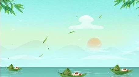 简单卡通端午节粽子龙舟背景视频