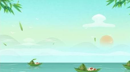 简单卡通端午节粽子龙舟背景视频