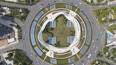 城市交通武汉光谷广场综合体航拍视频