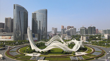 城市交通武汉光谷广场综合体航拍视频