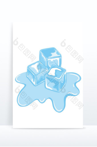 夏日卡通冰块融化元素图片