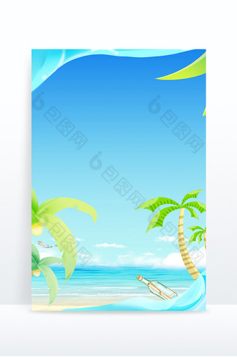 蓝色电商夏天沙滩大海椰树背景图片