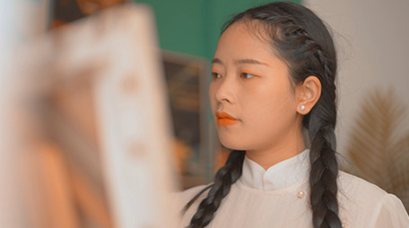 人像复古七八十年代美女画画视频素材4K